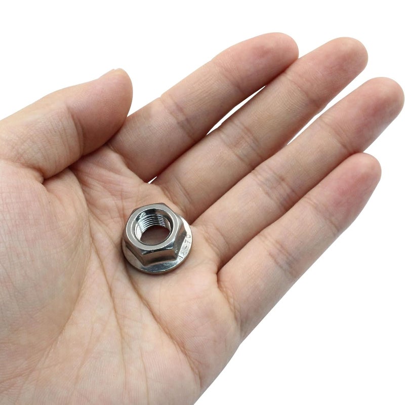Dijedev M10/1mm Serrated Flange Hex Nuts, 5Pcs Hexagon Flange Nuts, 304 Stainless Steel 18-8, Full Thread, Hex Drive, Bright Finish - Image 4